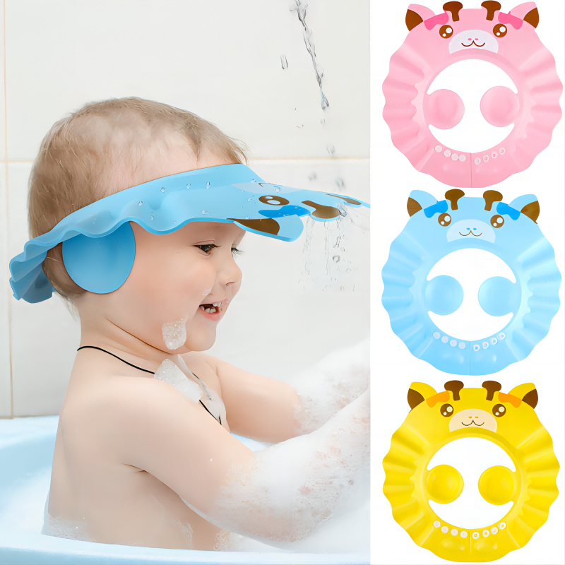 Justerbar blød baby badehampo brusebeskyttelseshat Eva Kids Ear Shower Cap Baby Shower Cap til småbarn